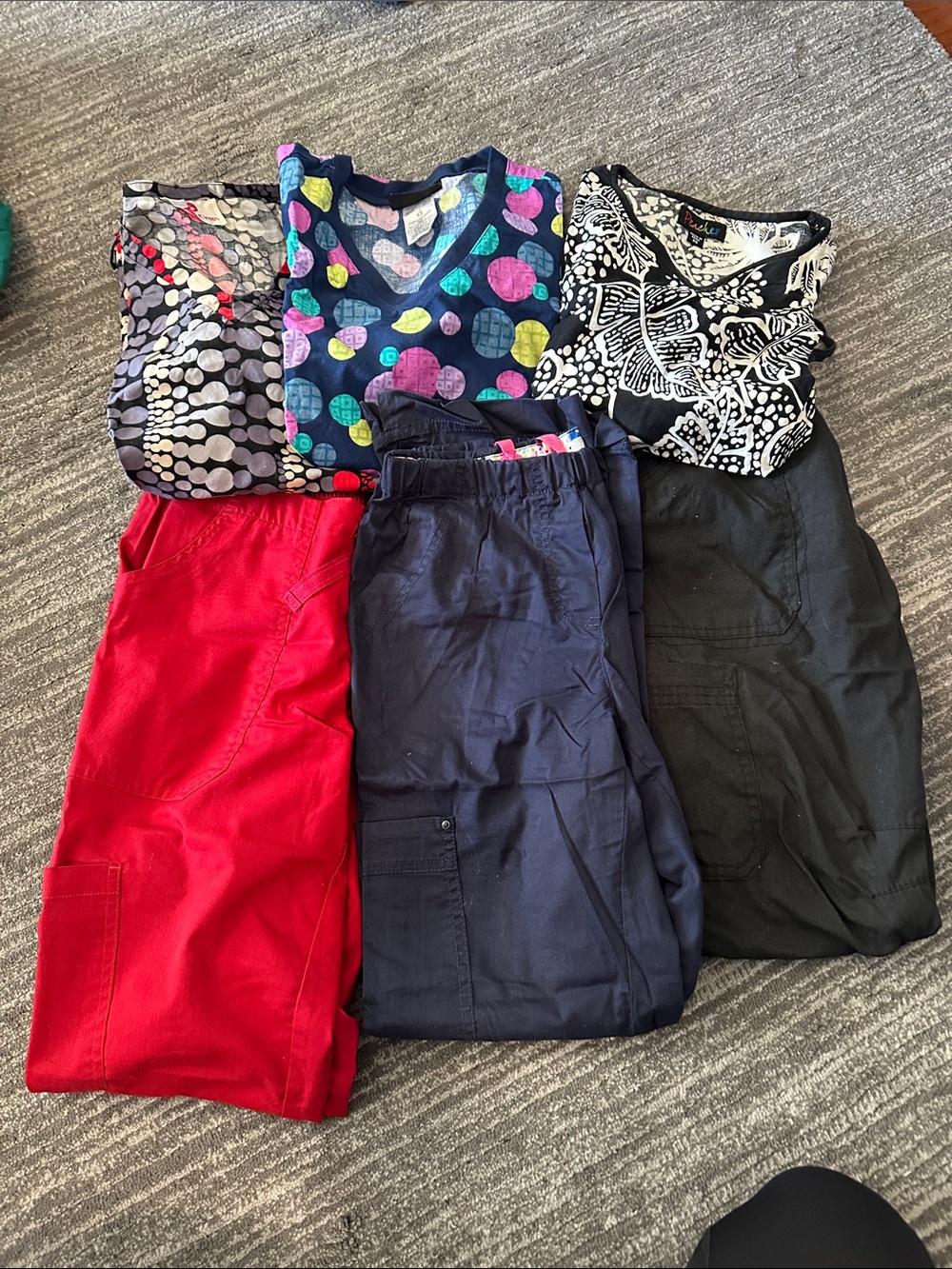 Women’s Utility Scrub Pants Bundle - Red, Navy, Black -6 pieces
